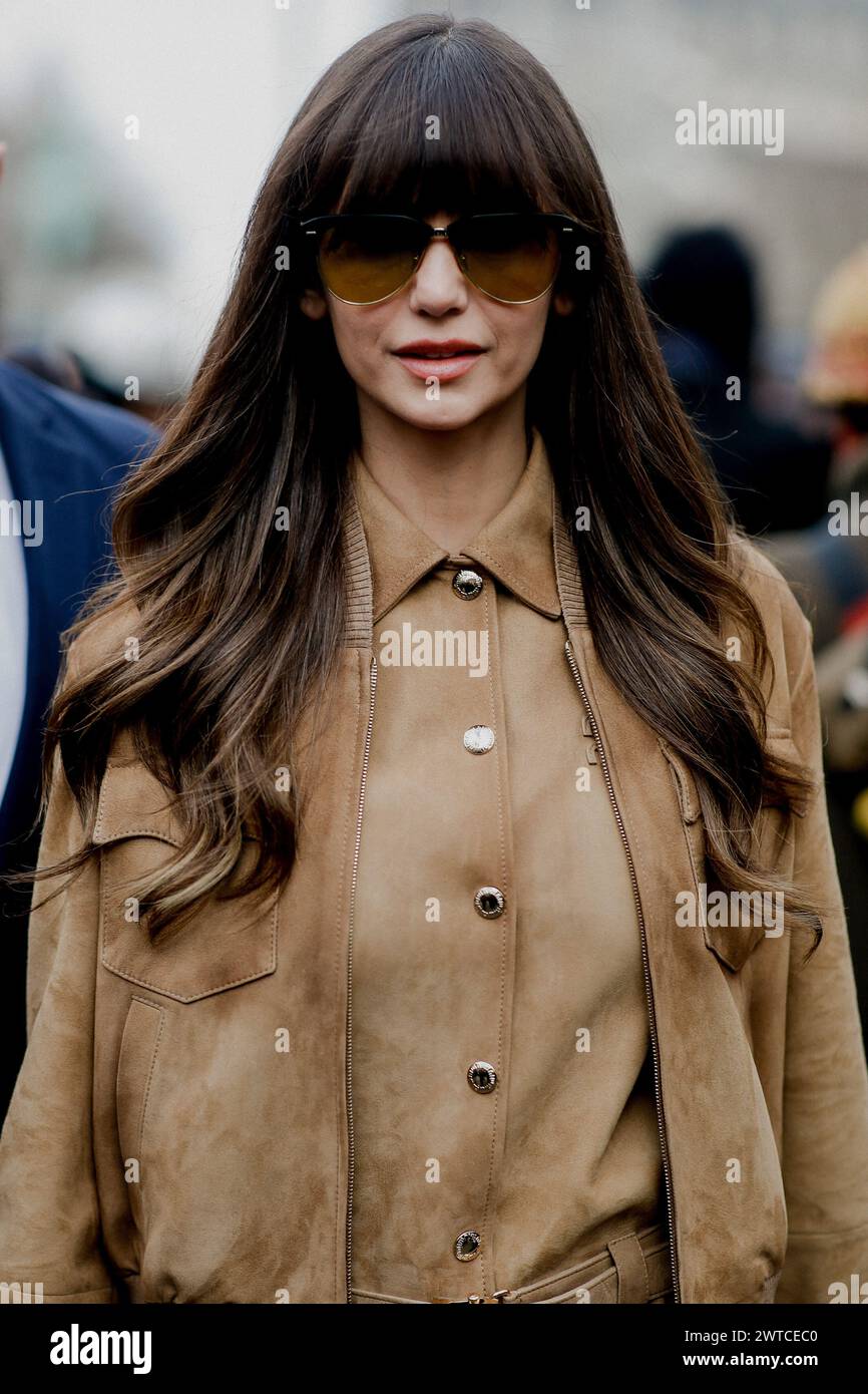 Street style, Nina Dobrev arriving at Miu Miu FallWinter 20242025