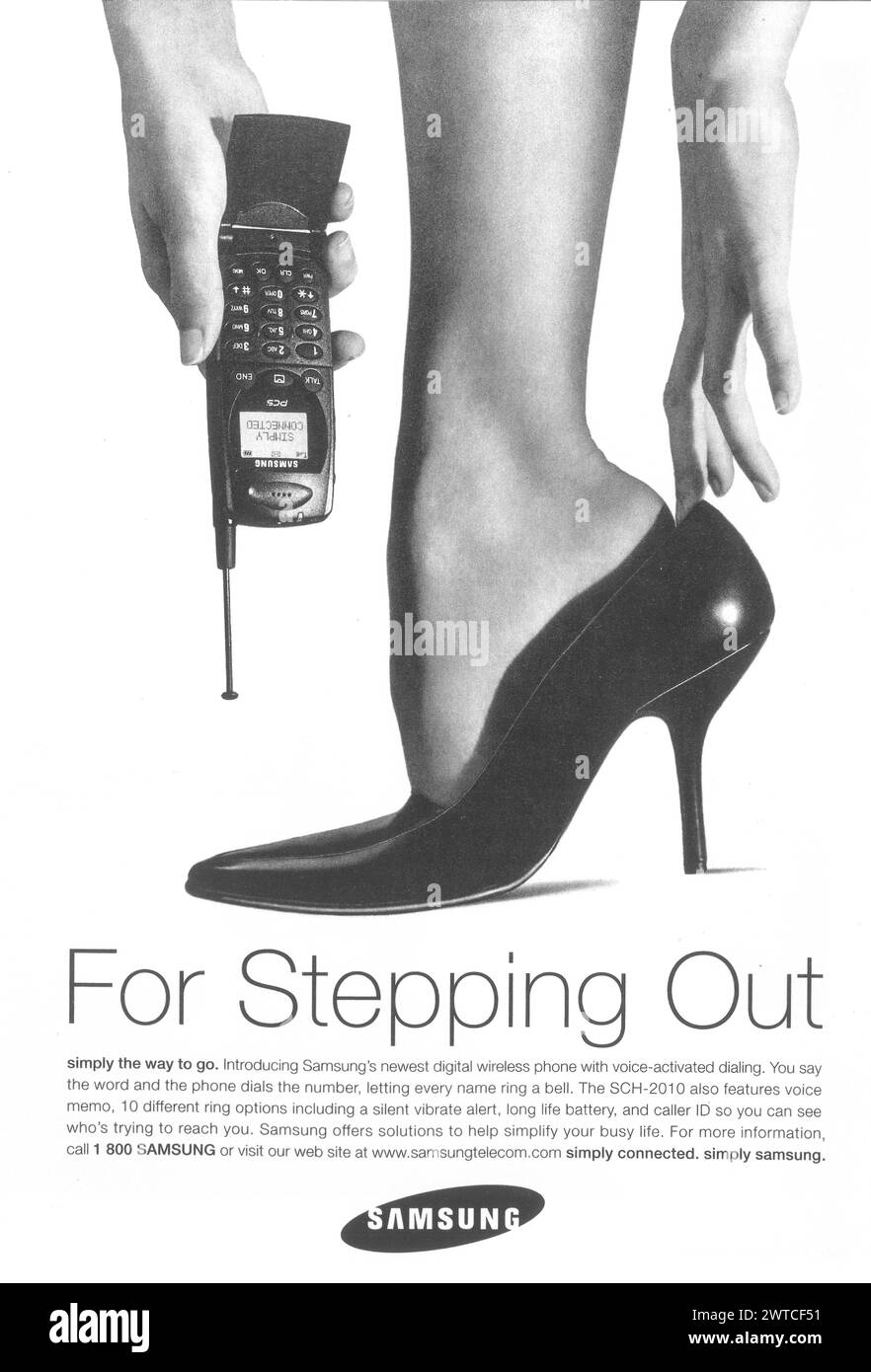 1998 Samsung SCH-2010 mobile phone ad. 'For stepping out.' Stock Photo