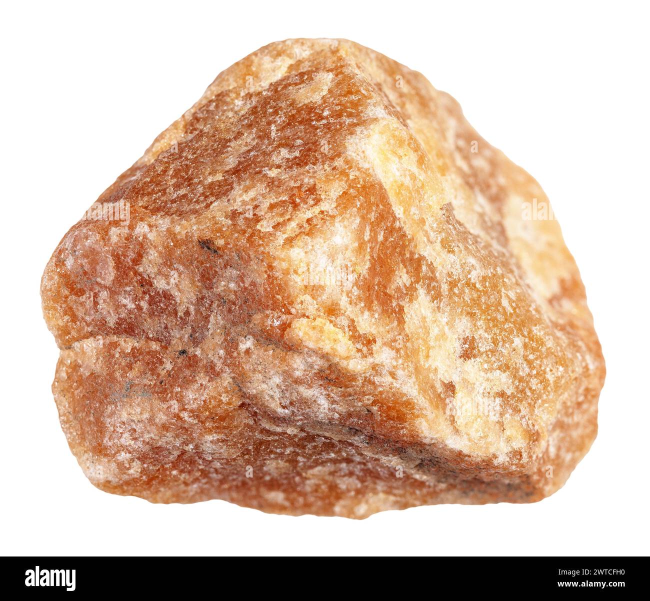 specimen of natural raw heliolite sunstone mineral cutout on white background Stock Photo