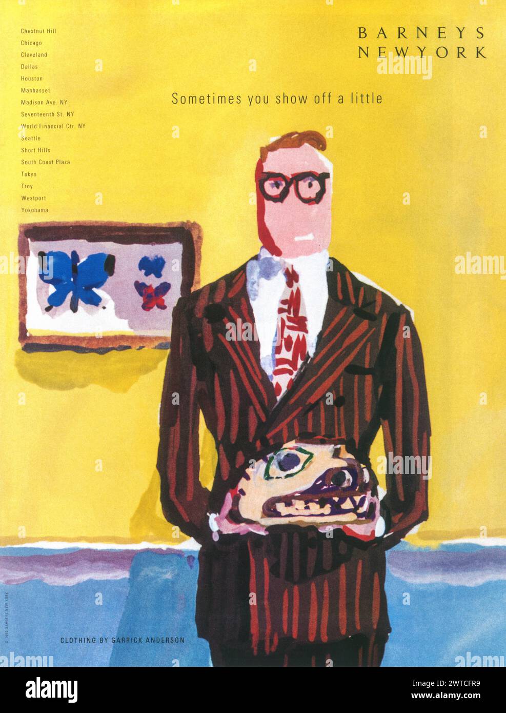 1993 Barneys New York Ad with illustrated clothing by Garrick