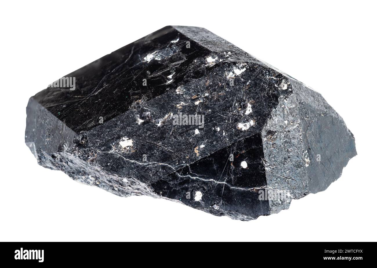 specimen of natural raw melanite andradite black crystal cutout