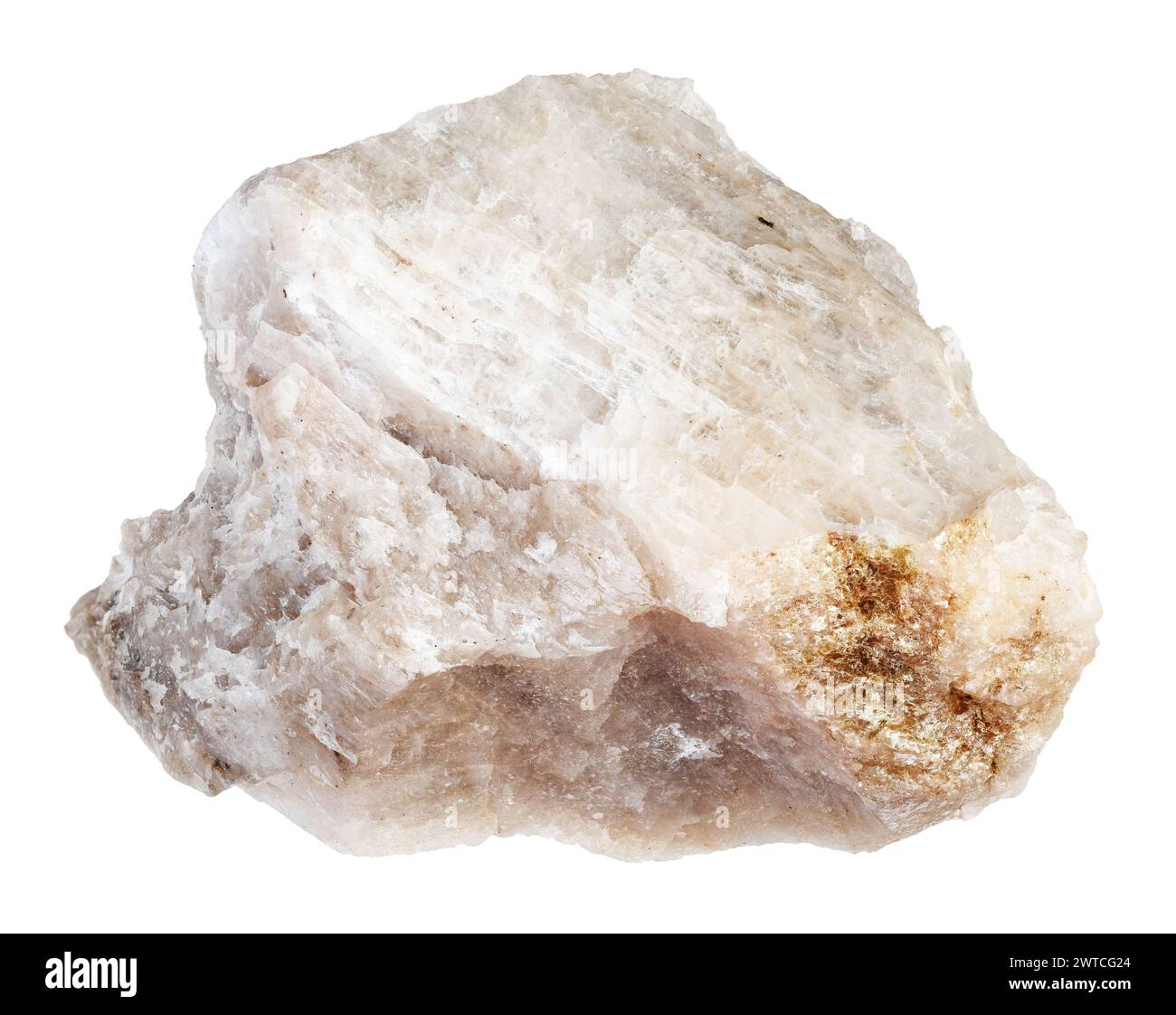 specimen of natural raw oligoclase rock cutout on white background Stock Photo