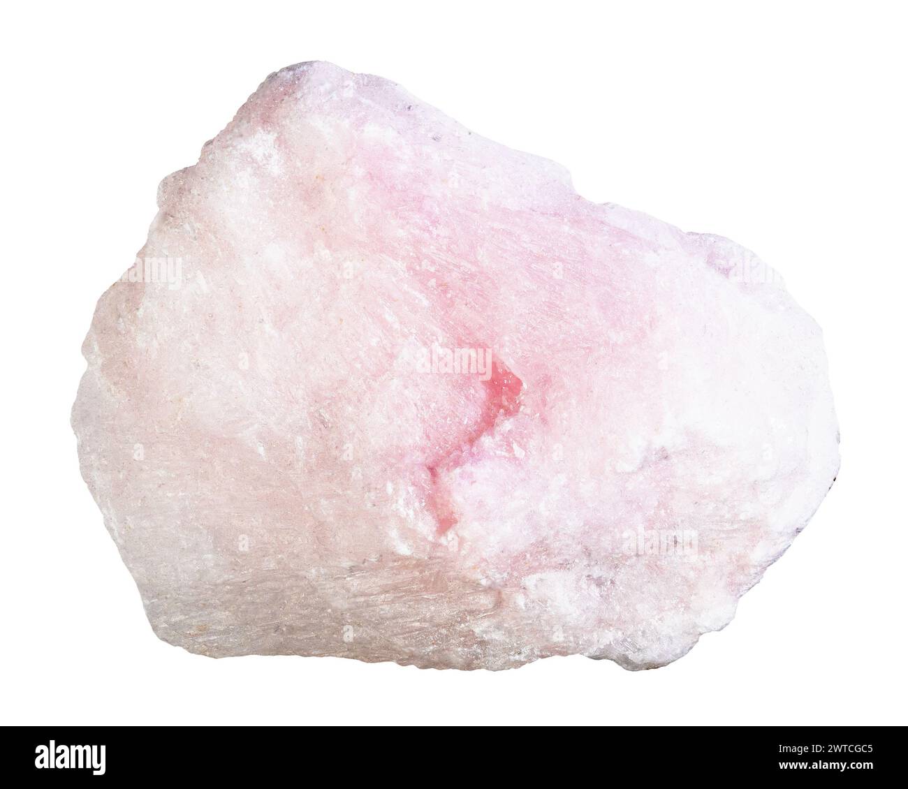 Rew Pink specimen of natural raw pink aragonite mineral cutout on white ...