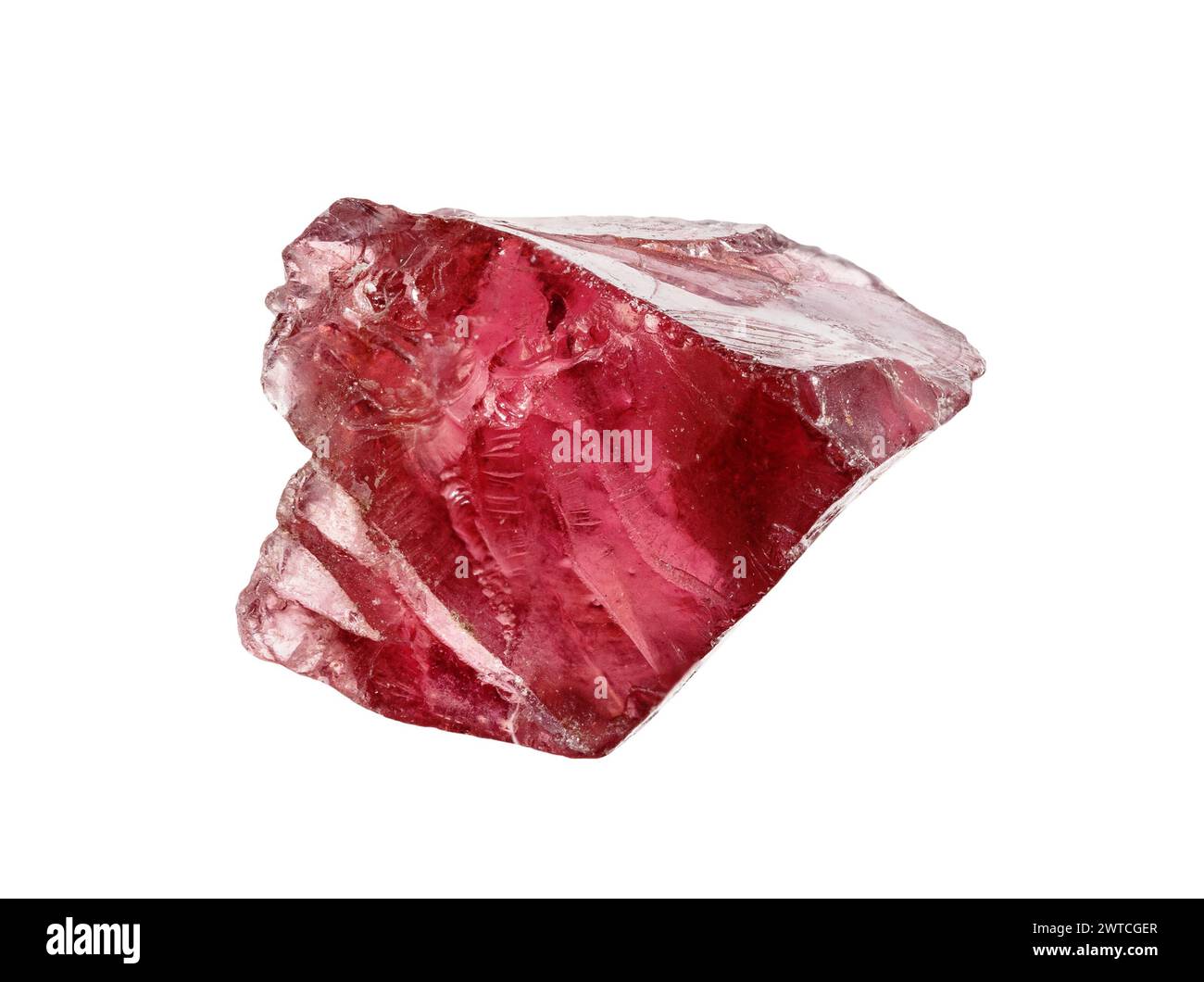 specimen of natural raw pyrope crystal cutout on white background Stock ...