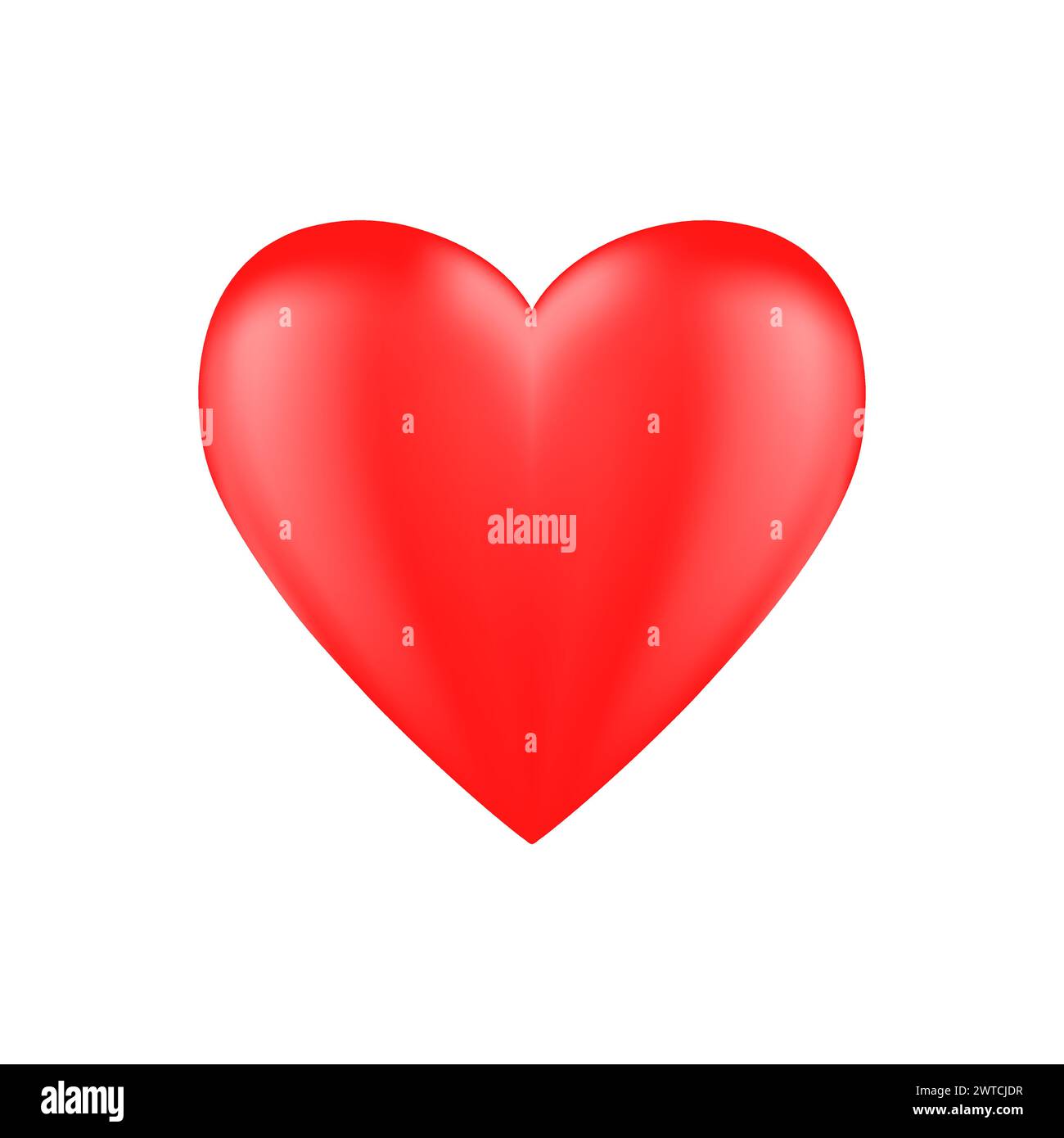 Red realistic heart icon on white background. 3d vector illustration ...
