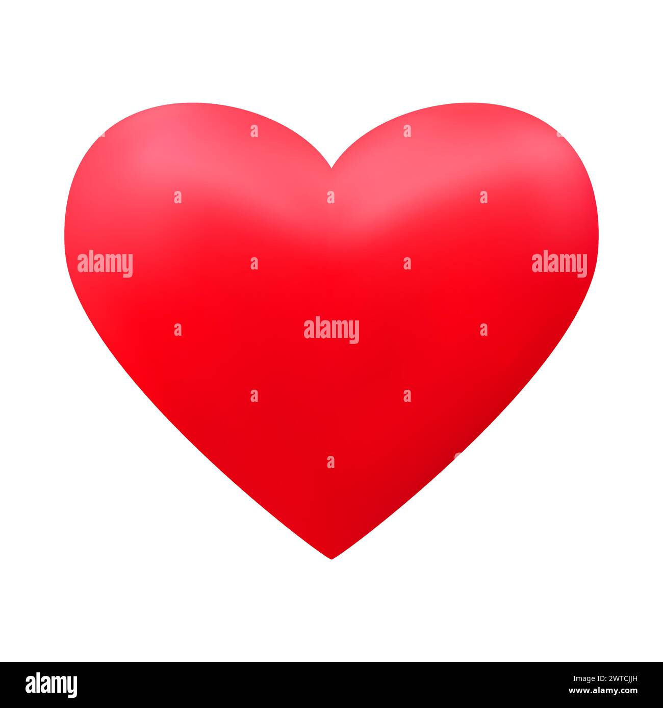 Red realistic heart icon on white background. 3d vector illustration ...