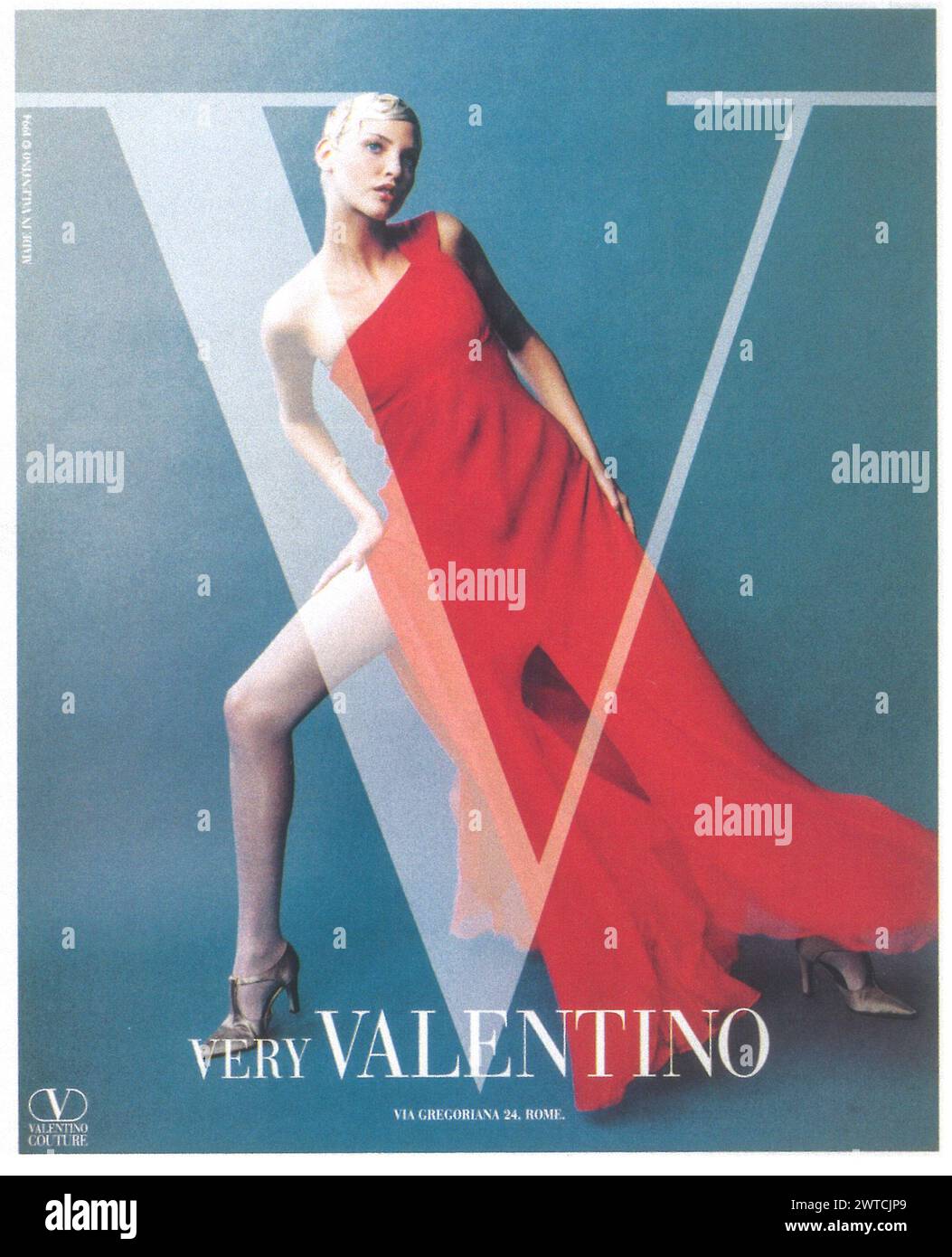 1994 Nadja Auermann for Valentino ad Stock Photo