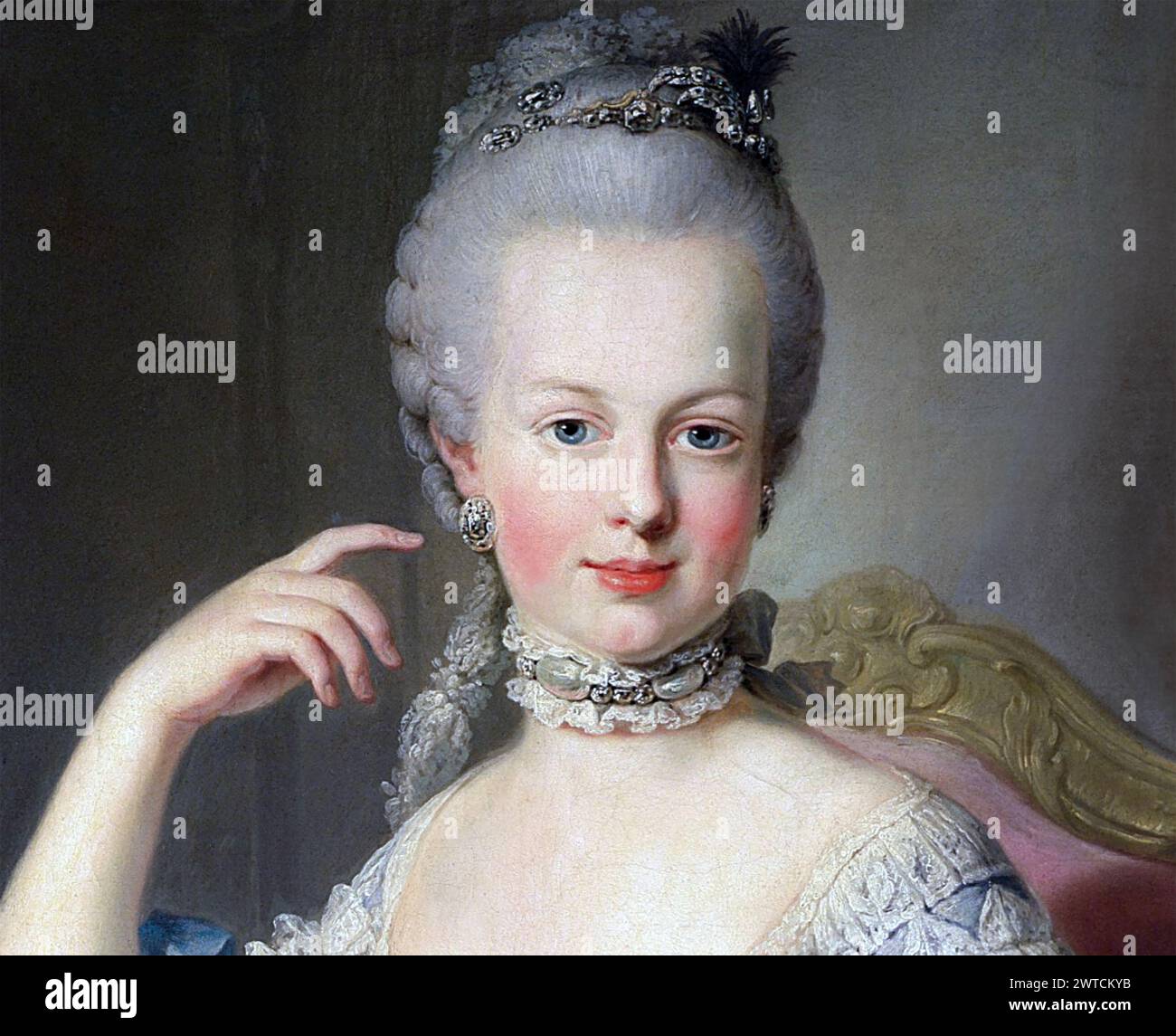 MARIE ANTOINETTE  (1755-1793) Last Queen of France.  Detail of painted by Martin van Meytens about 1767 Stock Photo