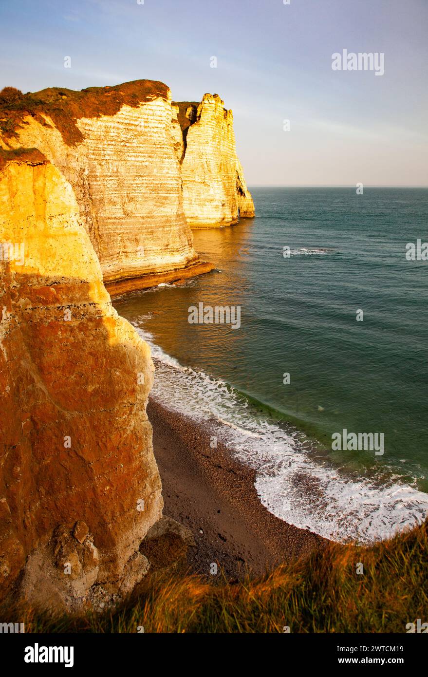 coastal landscape along the Falaise d'Aval the famous white cliffs of ...