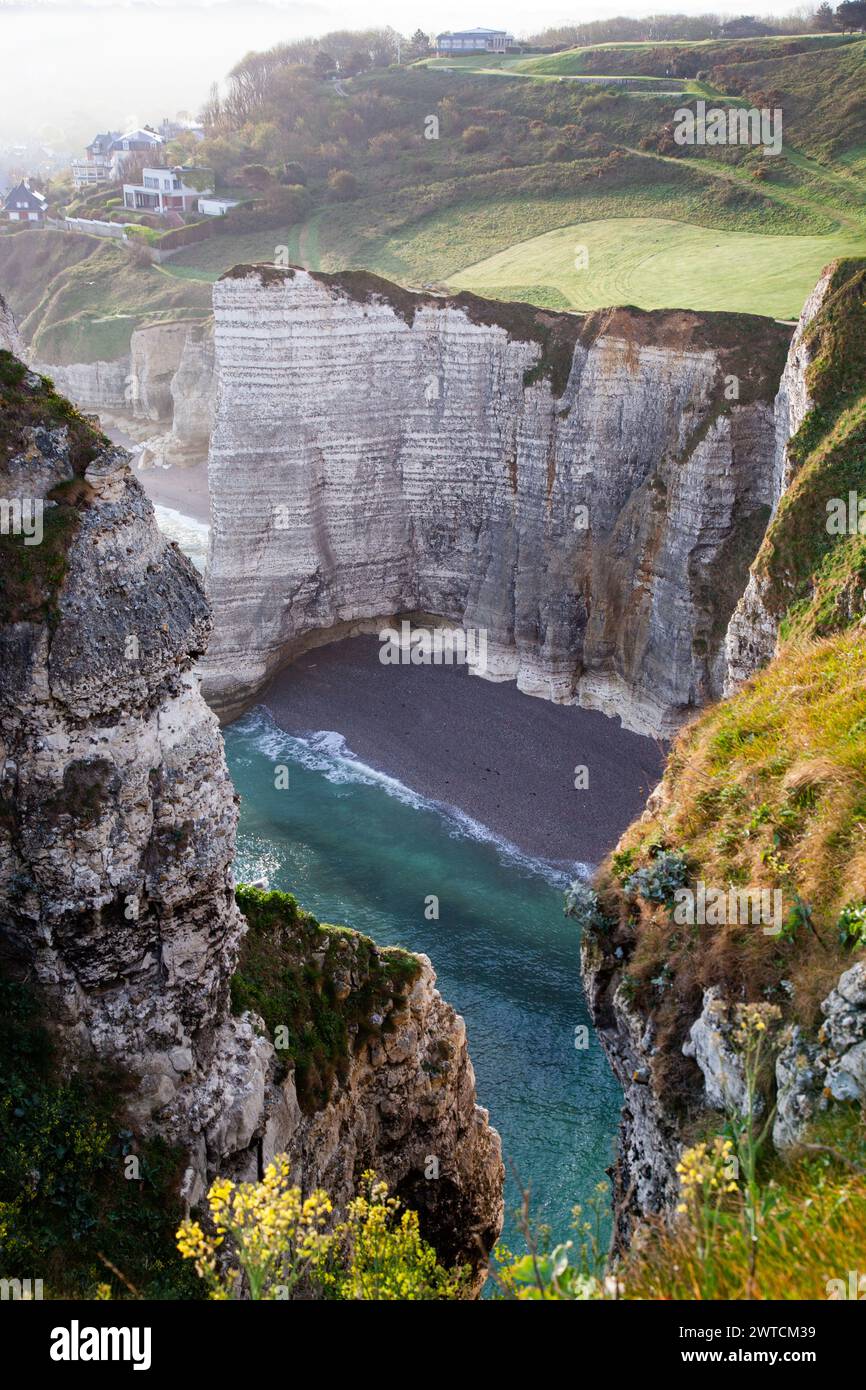 coastal landscape along the Falaise d'Aval the famous white cliffs of ...