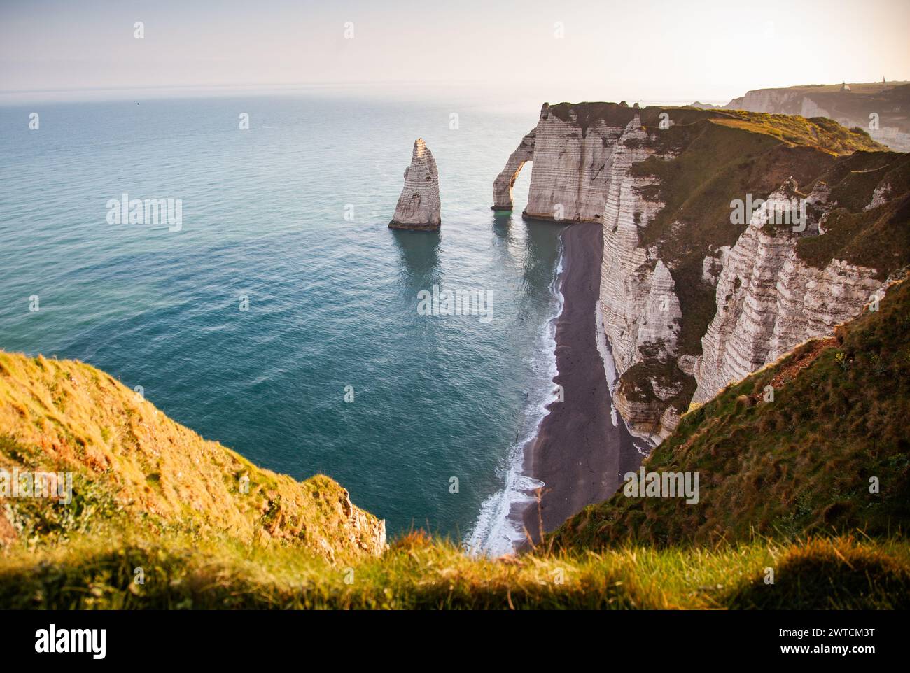 coastal landscape along the Falaise d'Aval the famous white cliffs of ...