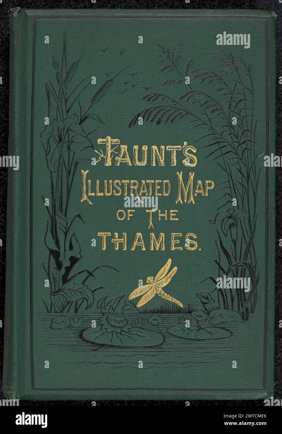 A New Map of the River Thames, From Thames Head to London...Sixth Edition. Henry W. Taunt, photographer (British, 1842 - 1922) 1897 Green cloth-bound with gold leaf title and embossing over front cover. 33 maps illustrated with photographs. Stock Photo