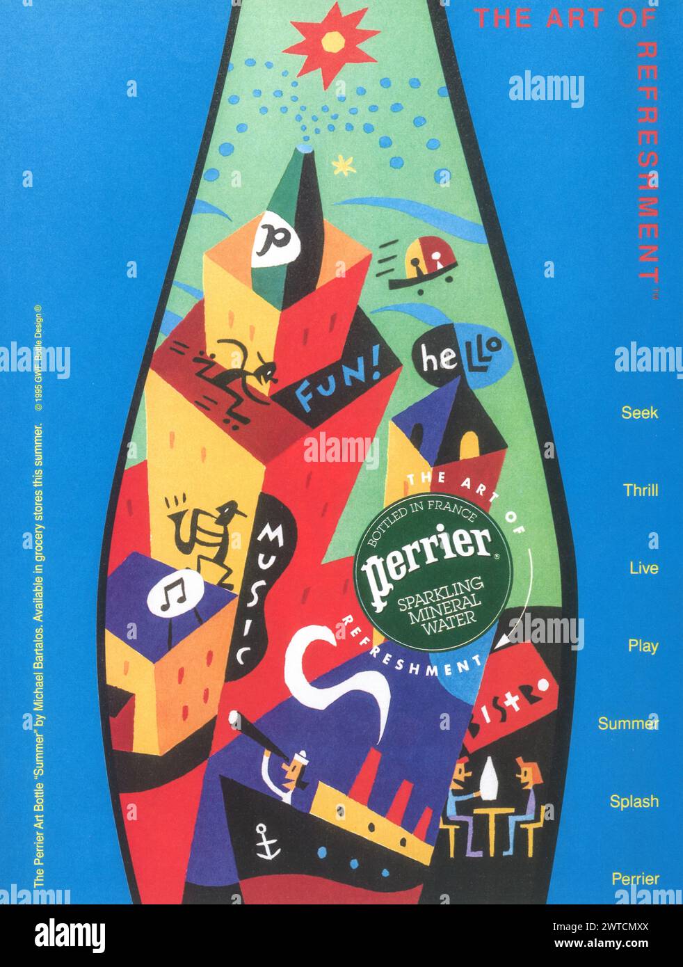 1995 Perrier water ad - 'Summer' art bottle by Michael Bartalos Stock Photo