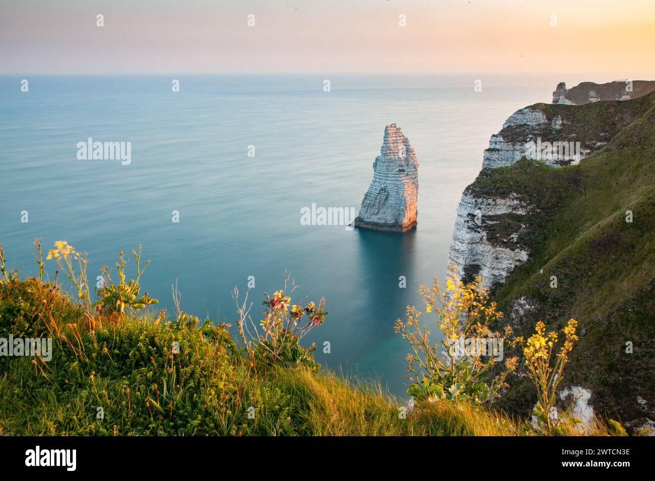 coastal landscape along the Falaise d'Aval the famous white cliffs of ...