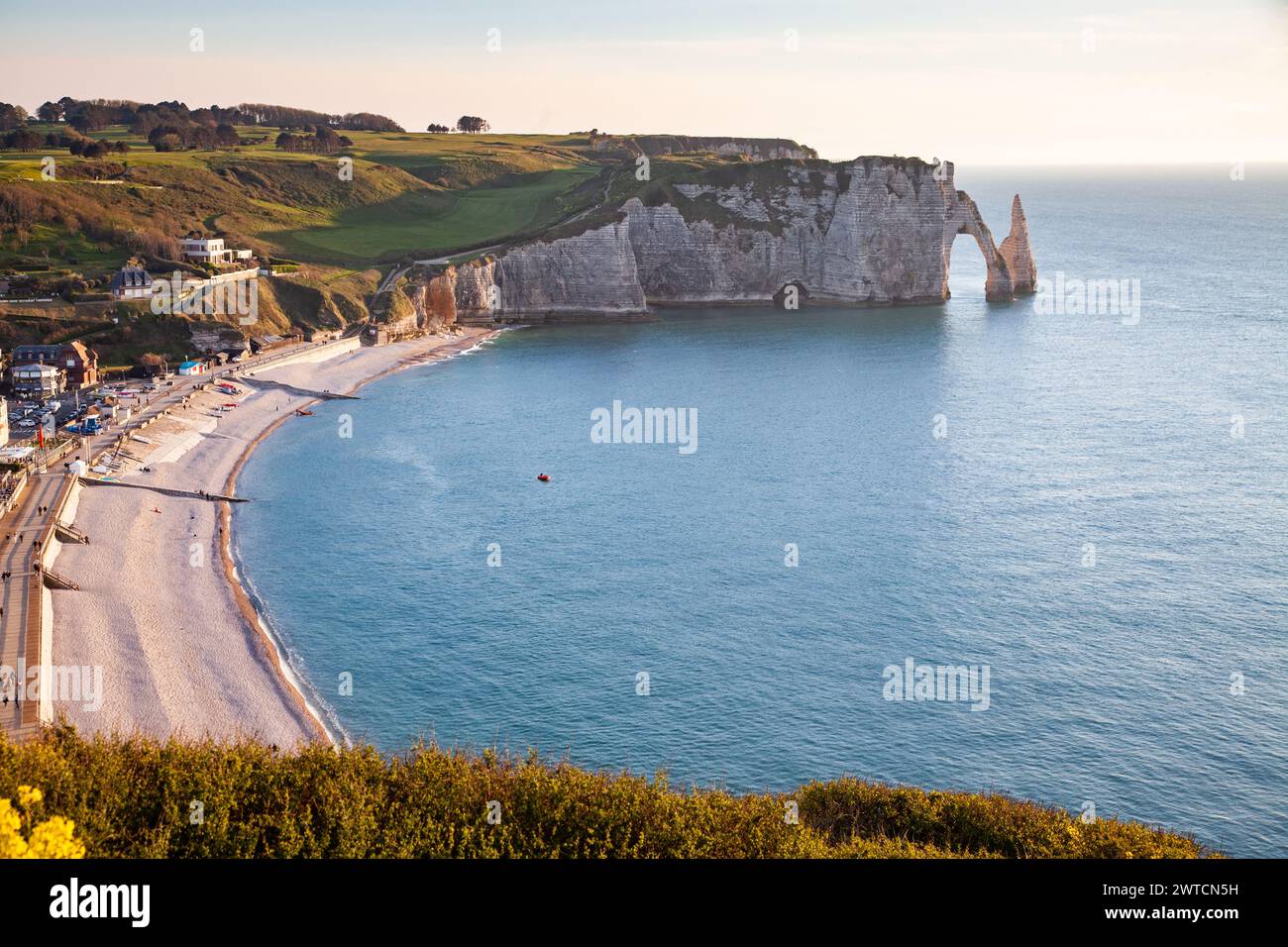 coastal landscape along the Falaise d'Aval the famous white cliffs of ...
