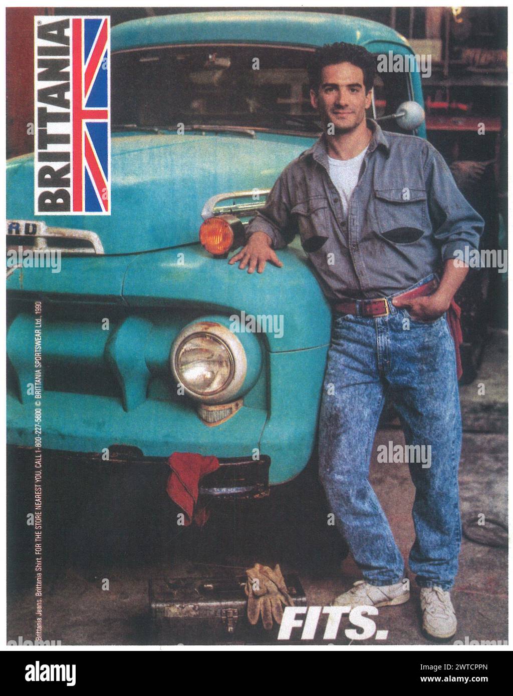 1990 Brittania Jeans Ad Stock Photo