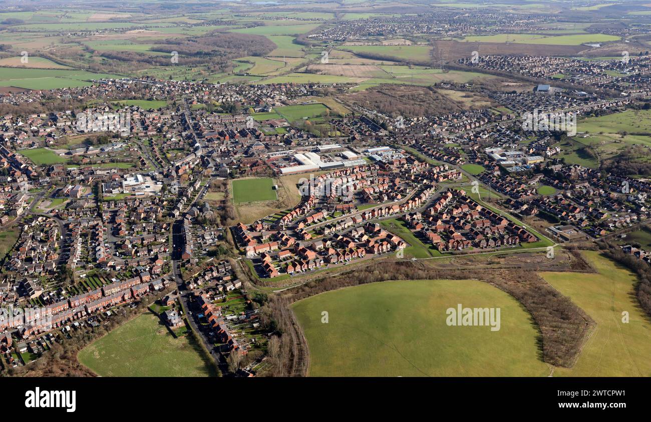 aerial view of Mapplewell villlage near Barnsley, South Yorkshire Stock Photo