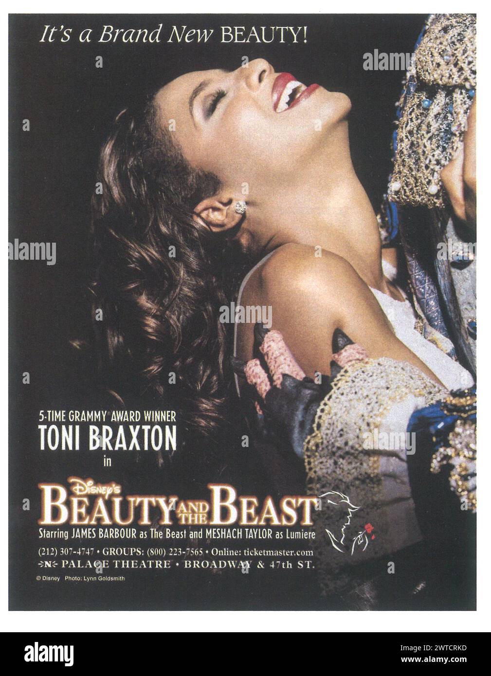 1998 TONI BRAXTON Disney Beauty And The Beast Broadway NYC poster ad Stock Photo