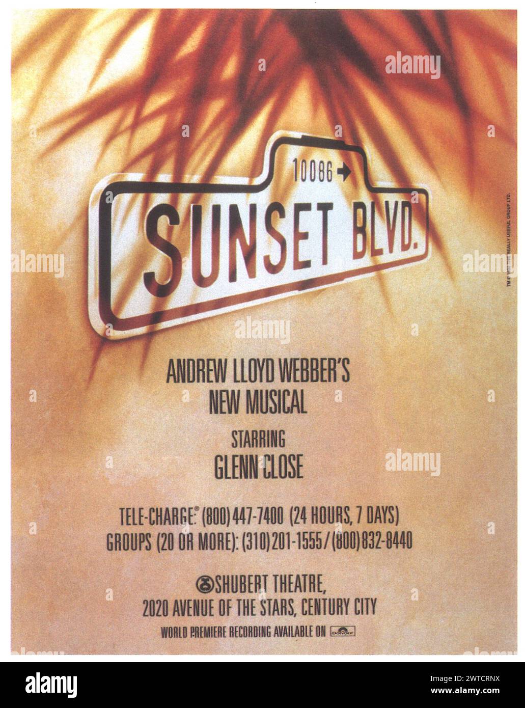 1994 Andrew Lloyd Webber – Sunset Boulevard musical in Shubert Theatre
