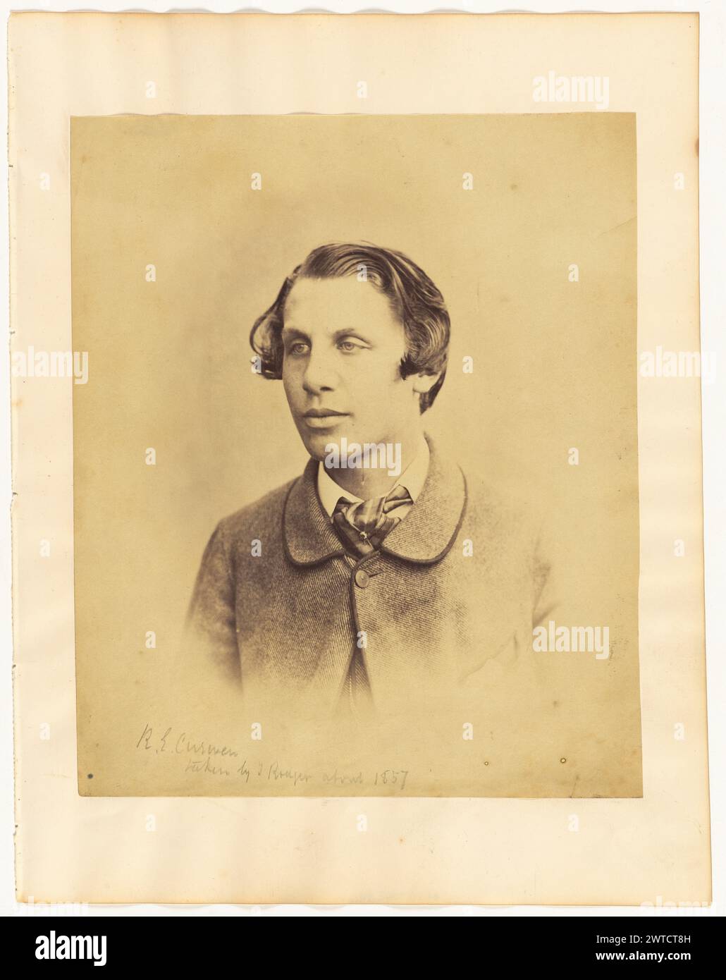R. E. Curwen. Thomas Rodger, photographer (Scottish, 1832 - 1883) about 1857 A portrait of Robert Ewing Curwen as a young man. (Recto, print) lower left, pencil: 'R.E. Curwen/taken by T Rodger about 1857'; (Verso, mount) upper right, pencil: '30'; Stock Photo