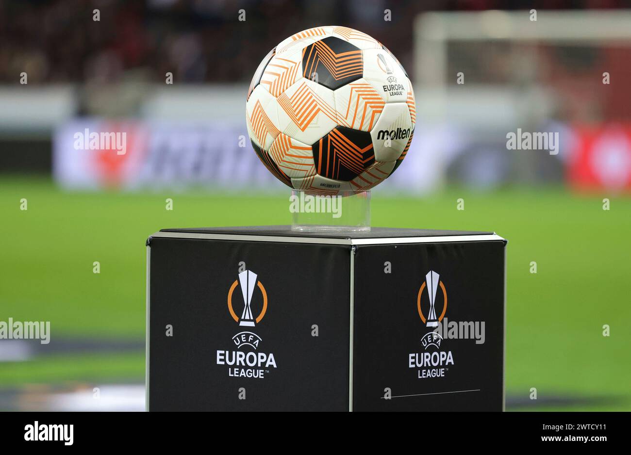 Leverkusen, Deutschland. 14th Mar, 2024. firo: 03/14/2024 football, soccer, men's round of 16 UEFA Euro League Europaleague Euro League Bayer Leverkusen - Qarabag Agdam match ball, Credit: dpa/Alamy Live News Stock Photo