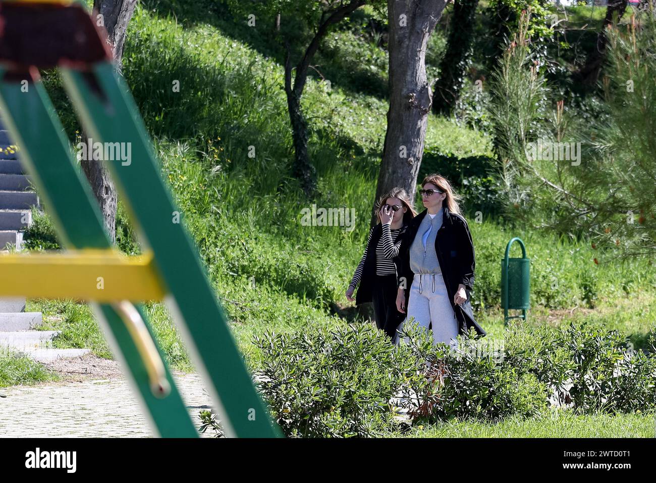 Zadar, Croatia. 17th Mar, 2024. People enjoy the warm winter day in