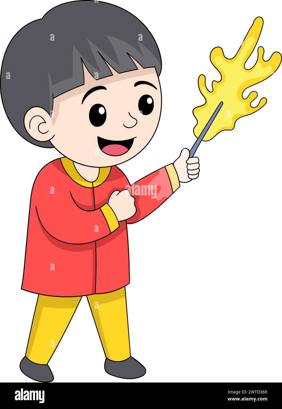 illustration of Chinese New Year celebration, boy is playing with fireworks  happily, cartoon flat illustration Stock Vector Image \u0026 Art - Alamy, image size:959x1390