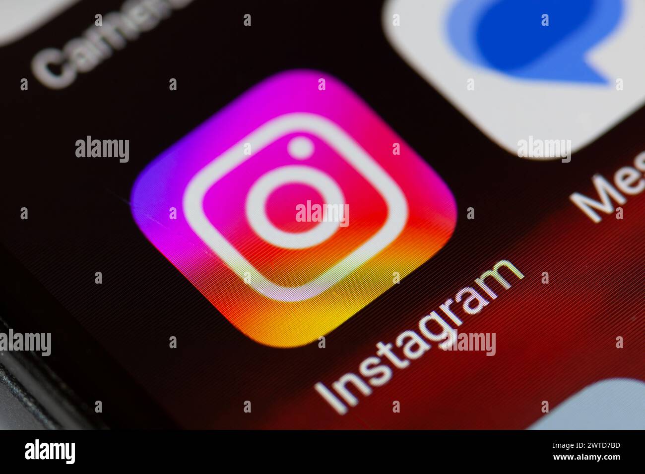 Instagram app icon on mobile phone Stock Photo
