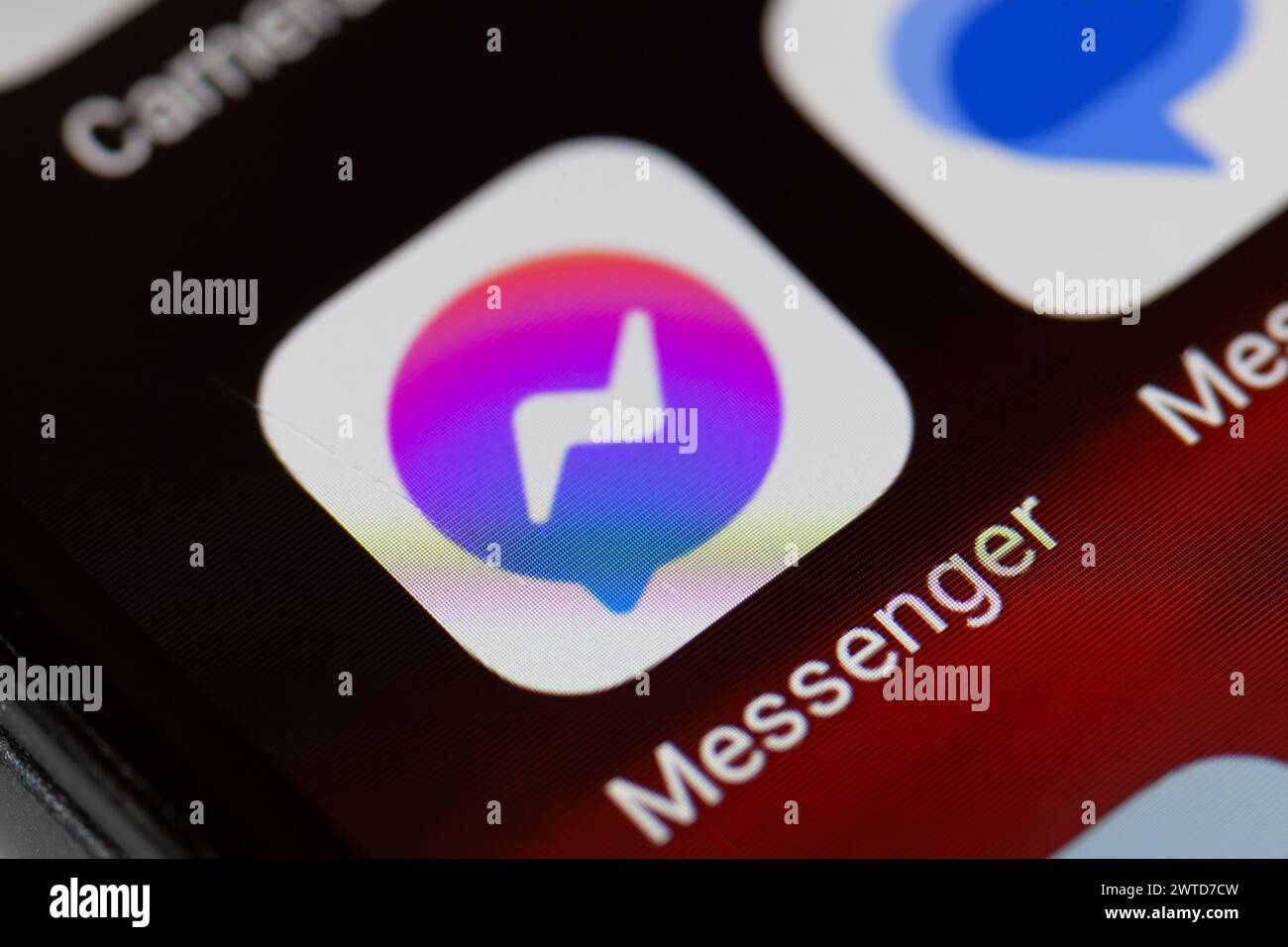 Facebook Messenger app icon on mobile phone Stock Photo