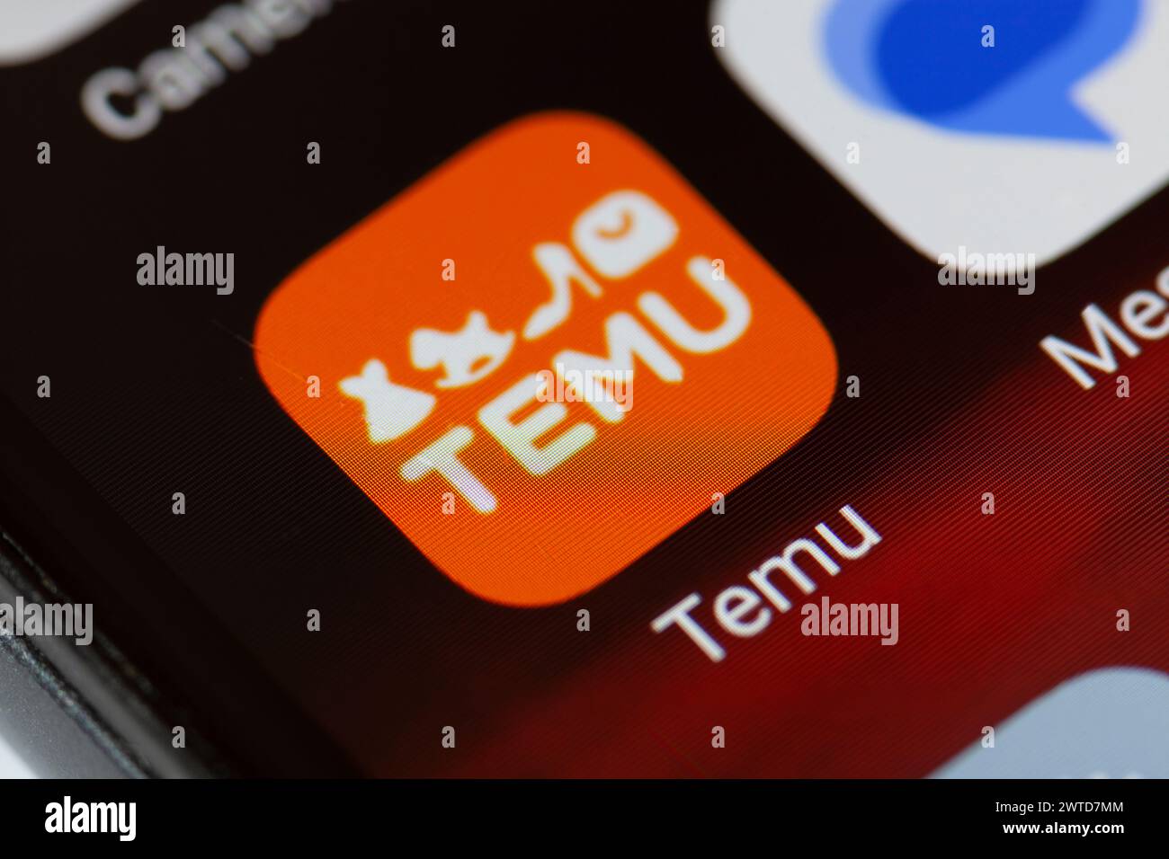 Temu app icon on mobile phone Stock Photo