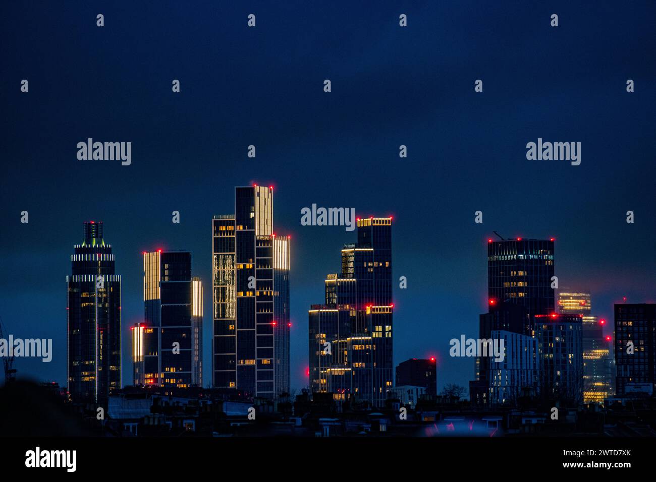 St George's Tower and the St George Tower Development skyscrapers at night Stock Photo