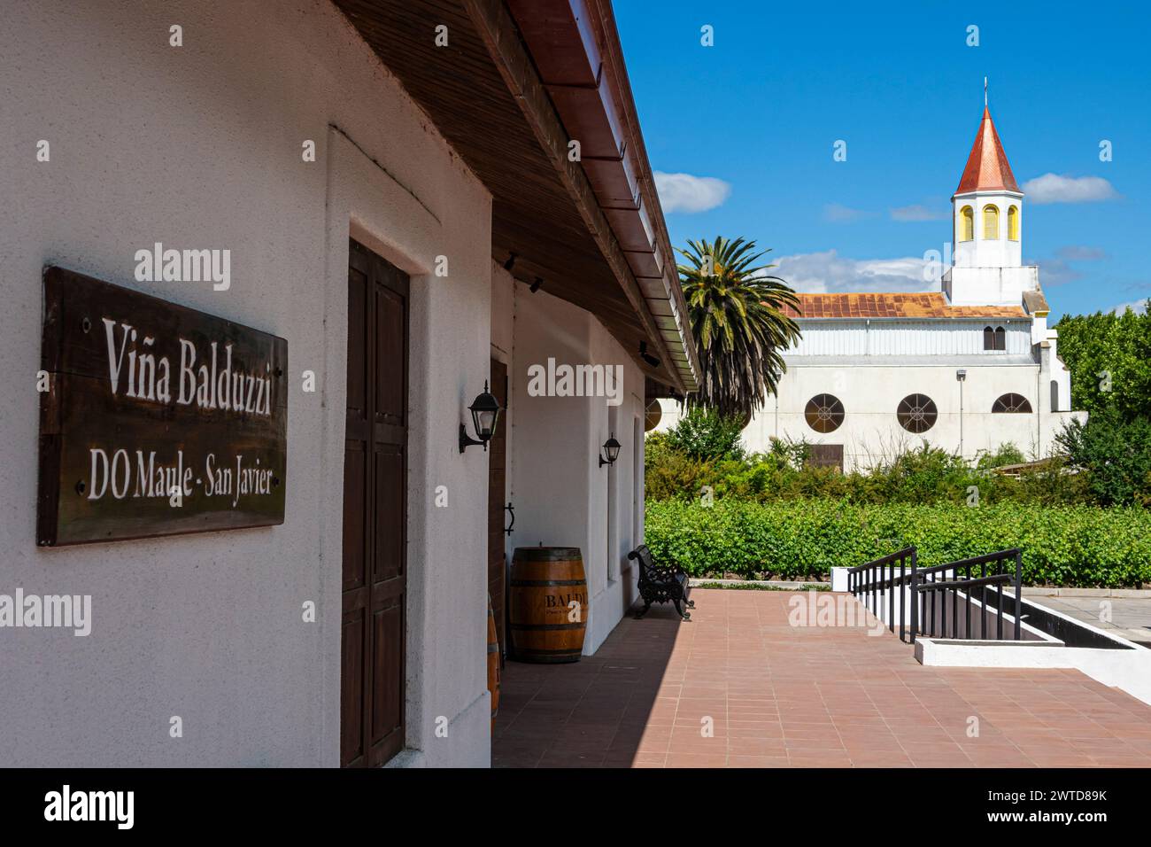 Balduzzi winery , San Javier, Maule valley, entrance,  Chile Stock Photo