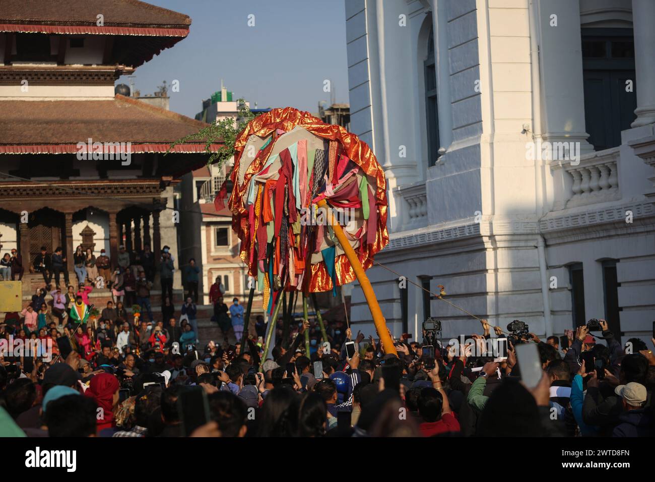 March 17, 2024, Kathmandu, Bagmati, Nepal Nepali people hoist a