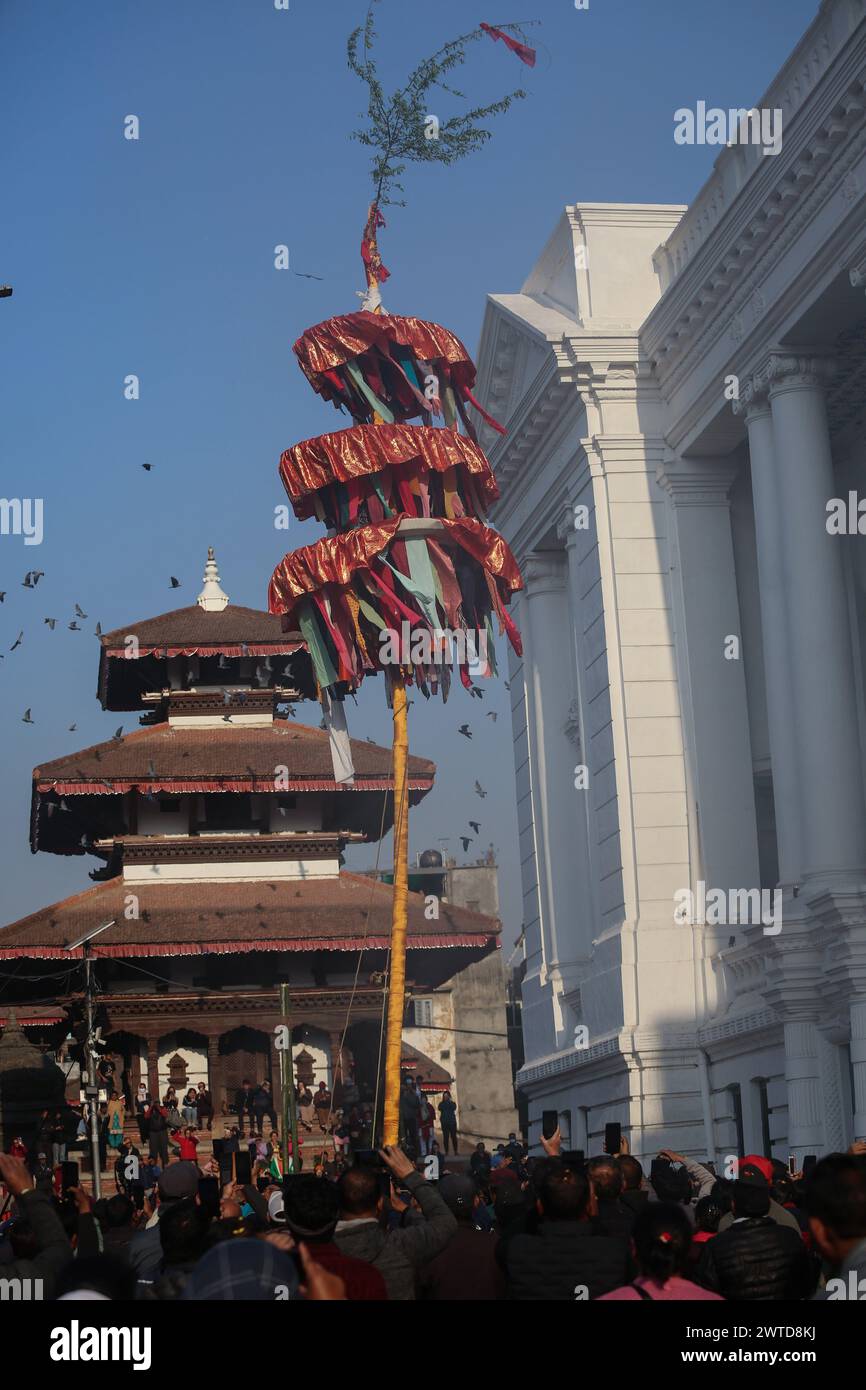 March 17, 2024, Kathmandu, Bagmati, Nepal Nepali people hoist a