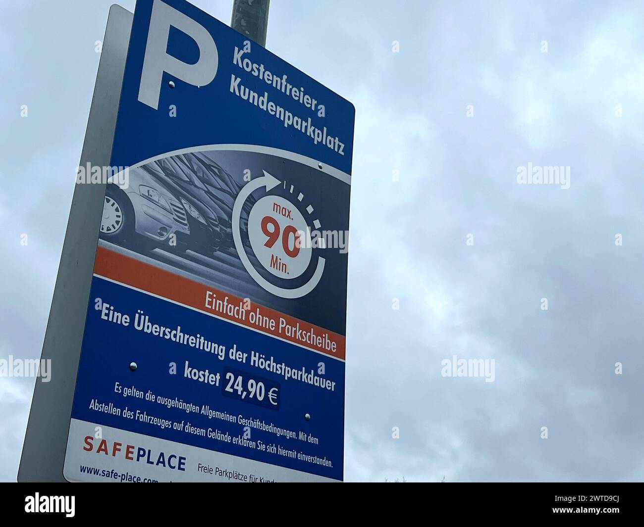 Hinweisschild Strafgebühr beim Parken ohne Parkscheibe *** Sign Penalty charge for parking