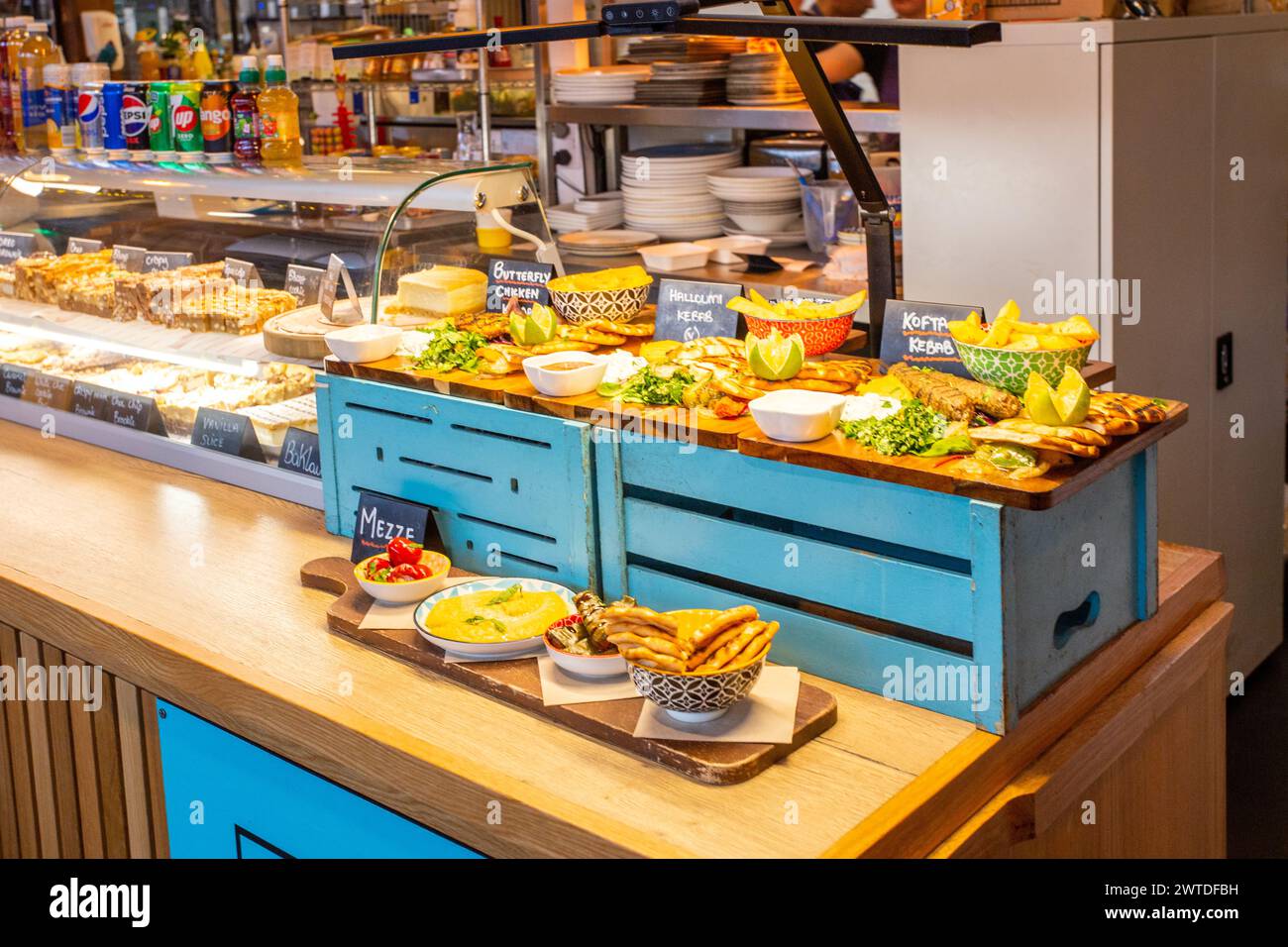 Food outlet in the new Chester market place food hall Cheshire Stock ...