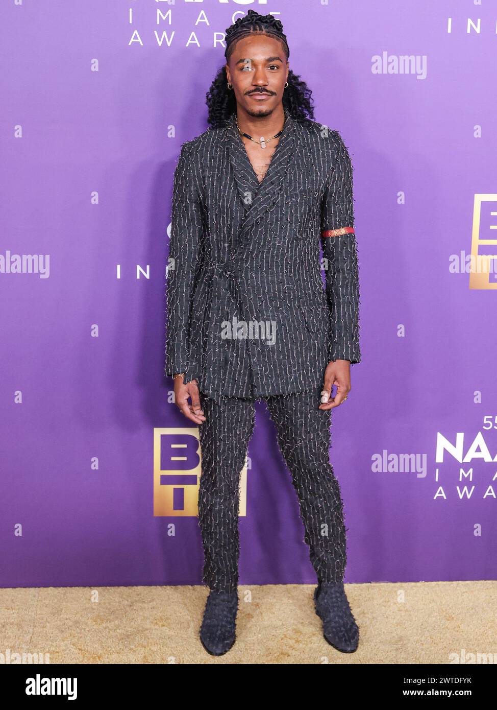 LOS ANGELES, CALIFORNIA, USA - MARCH 16: Dewayne Perkins arrives at the 55th Annual NAACP Image Awards held at the Shrine Auditorium and Expo Hall on March 16, 2024 in Los Angeles, California, United States. (Photo by Xavier Collin/Image Press Agency) Stock Photo