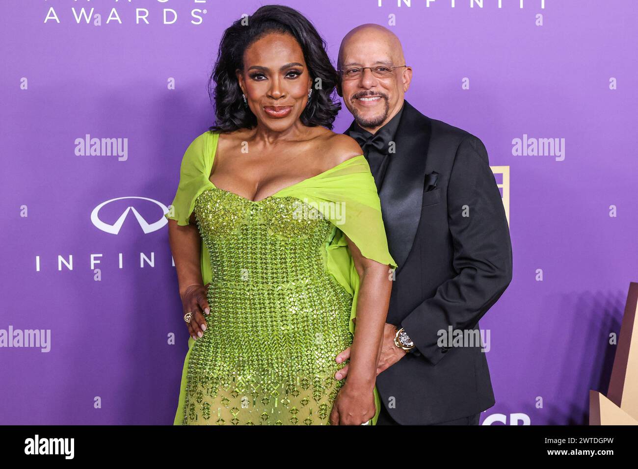 LOS ANGELES, CALIFORNIA, USA - MARCH 16: Sheryl Lee Ralph and husband Vincent Hughes arrive at the 55th Annual NAACP Image Awards held at the Shrine Auditorium and Expo Hall on March 16, 2024 in Los Angeles, California, United States. (Photo by Xavier Collin/Image Press Agency) Stock Photo