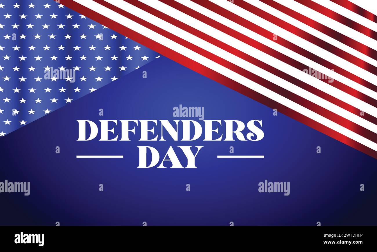 Defenders Day unique text with usa flag illustration design Stock Vector