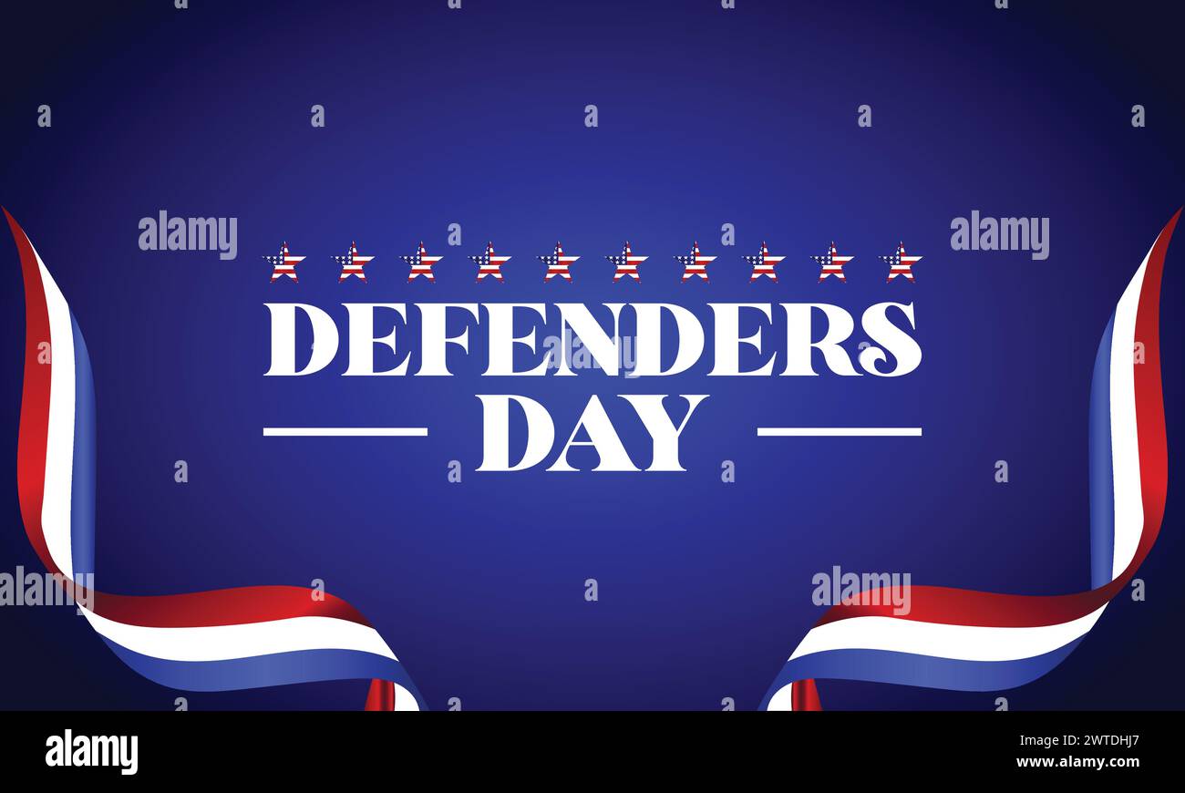 Defenders Day unique text with usa flag illustration design Stock Vector