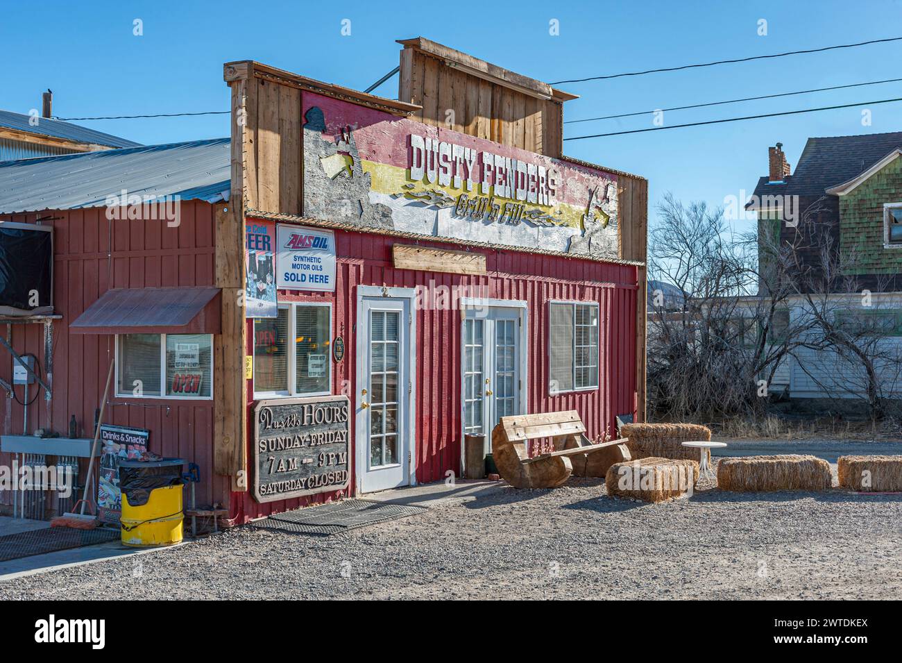 Old West Store - Dusty Fenders Grill N Fill, Goldfield Nevada, USA Stock Photo