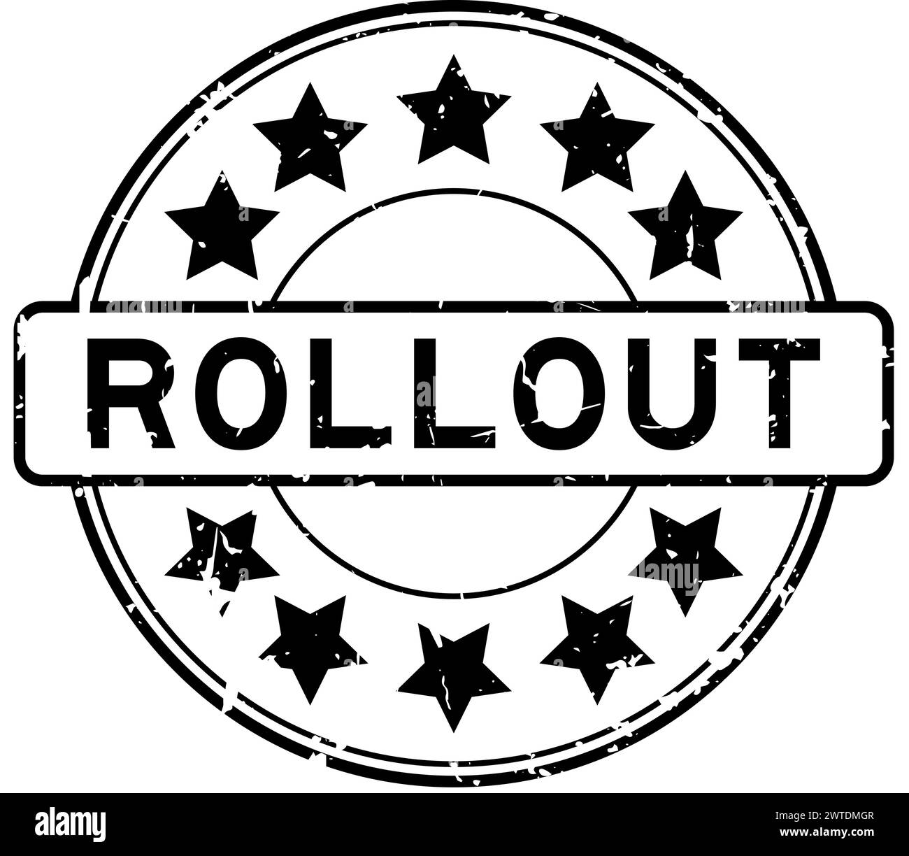Grunge black rollout word with star icon round rubber seal stamp on ...