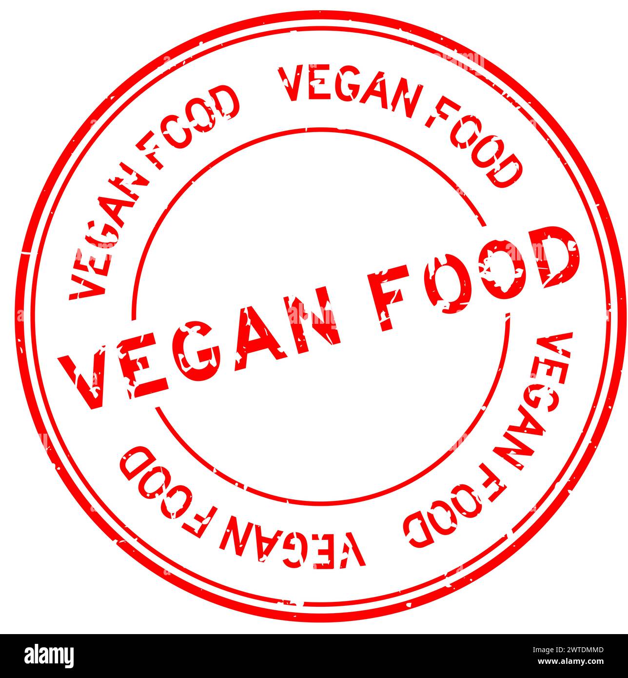 Grunge red vegan food word round rubber seal stamp on white background ...