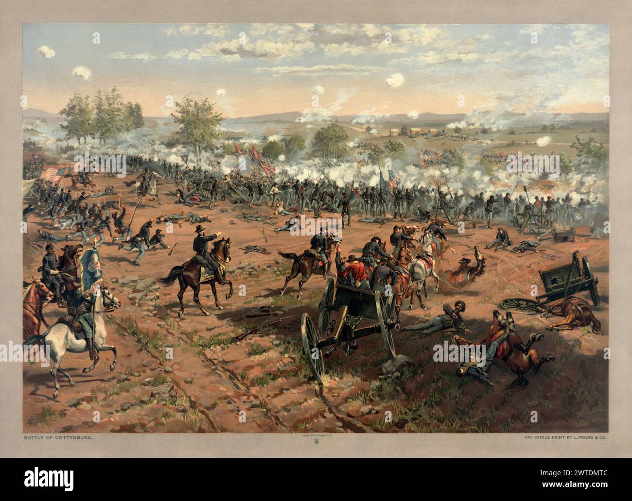 print of the painting 'Hancock at Gettysburg' by Thure de Thulstrup, showing Pickett's Charge. Stock Photo