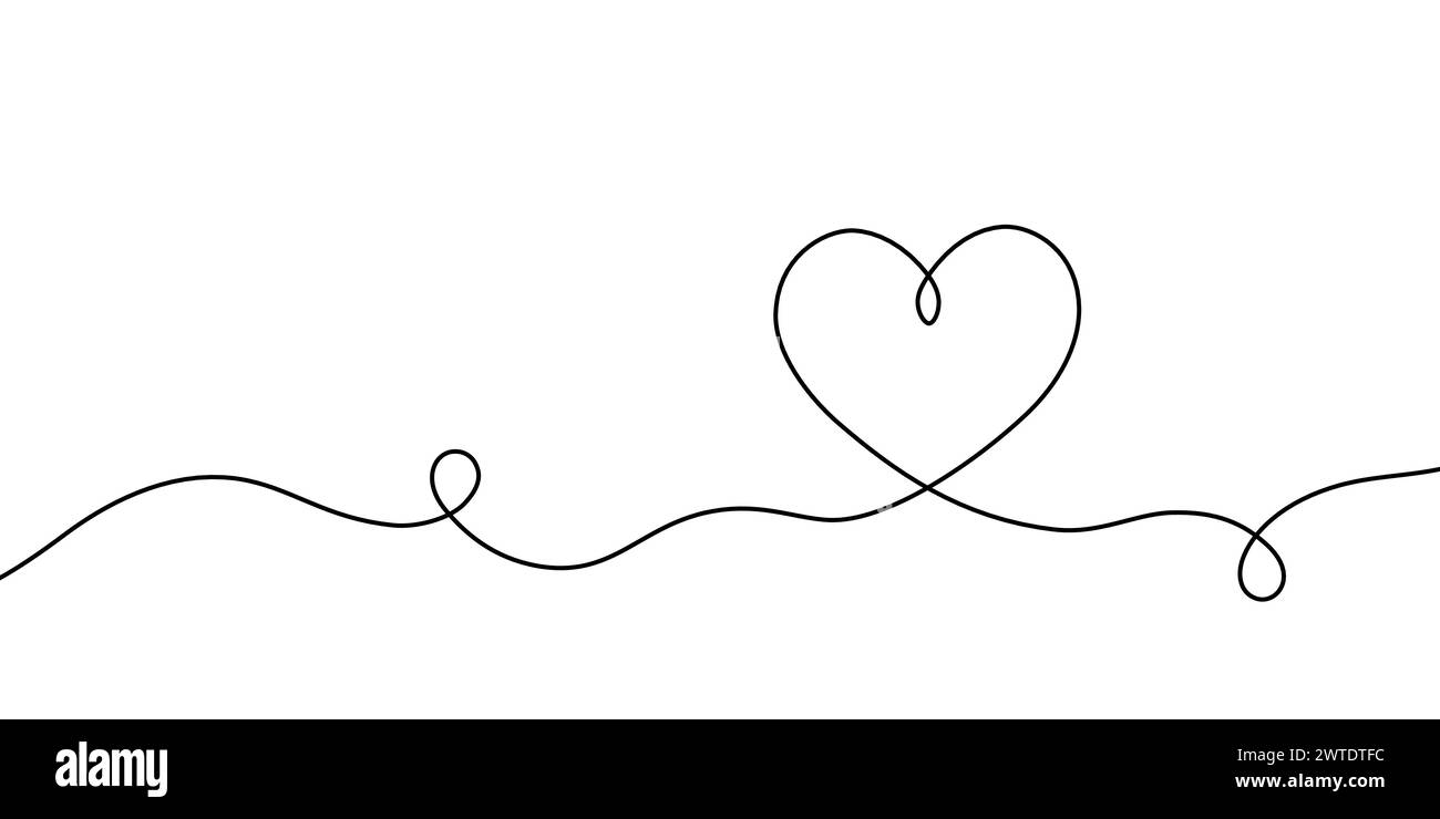 Heart hand drawn. Heart continuous line drawing. Single contour heart for love design. Single lineart sketch heart. Symbol love. Simplicity sign Stock Vector
