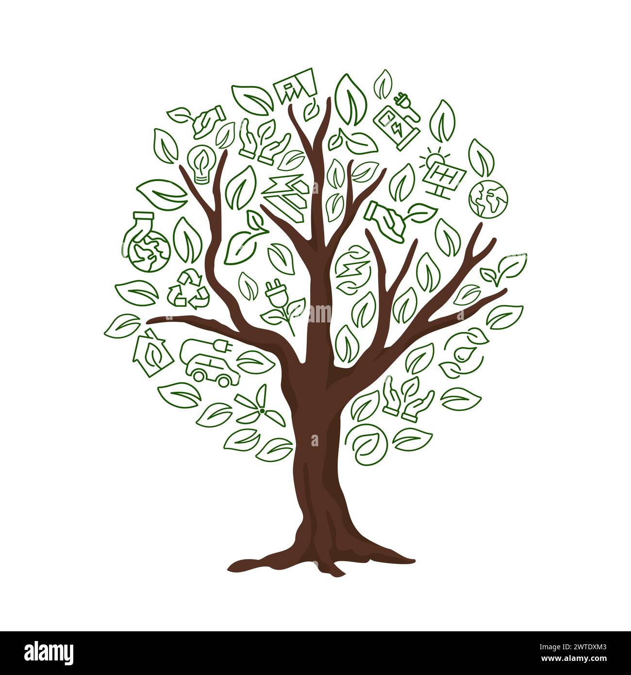 Eco green icons tree , Ecology and nature green icons set vector Stock ...