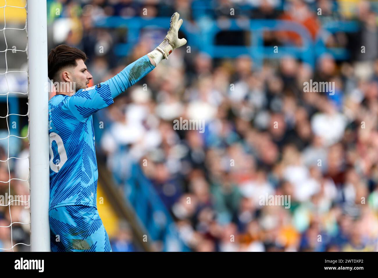 Millwall goalkeeper Matija Sarkic during the Sky Bet Championship match at Elland Road, Leeds. Picture date: Sunday March 17, 2024. Stock Photo