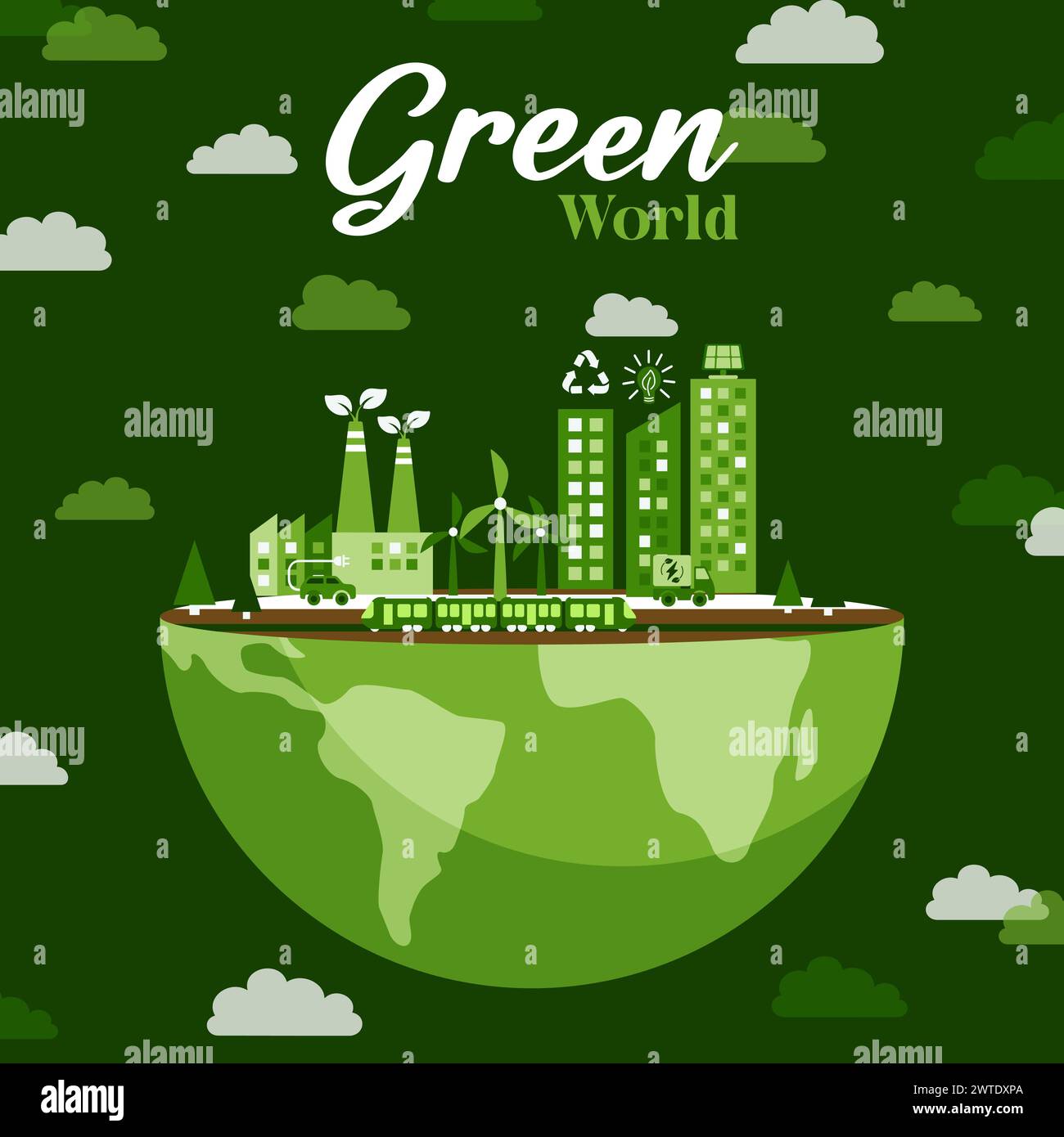 Eco green city concept ilustration earth day ilustration recycling ...