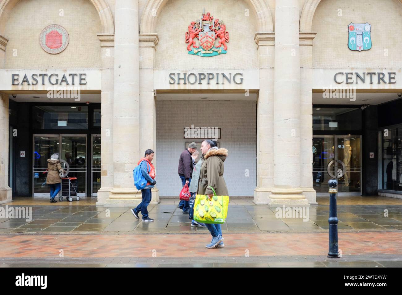 The Eastgate shopping centre in Gloucester UK on a rainy day Stock Photo