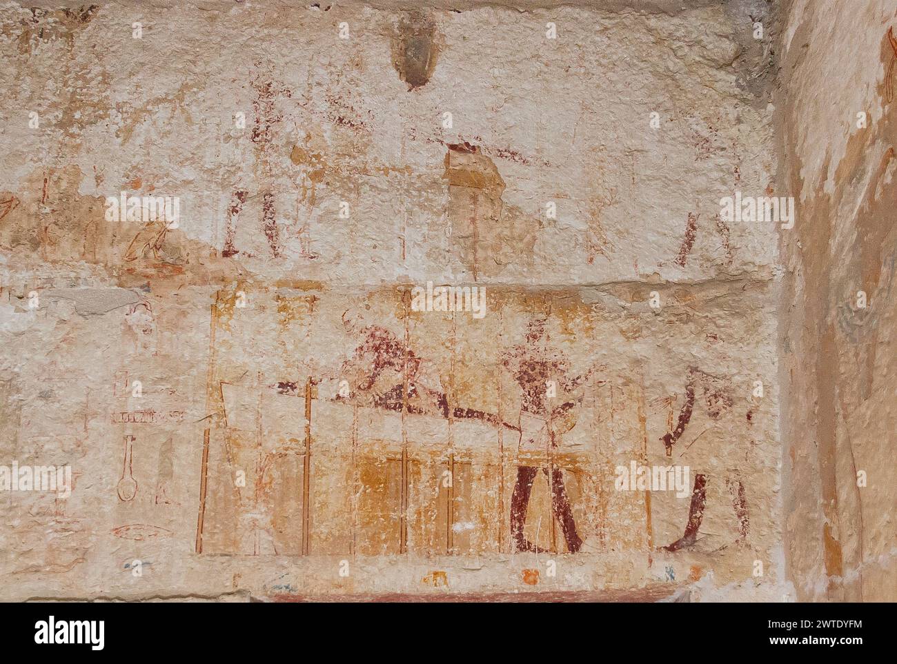 Egypt, Saqqara, near Unas causeway, Inefert mastaba : Building a bed and a canopy. Stock Photo